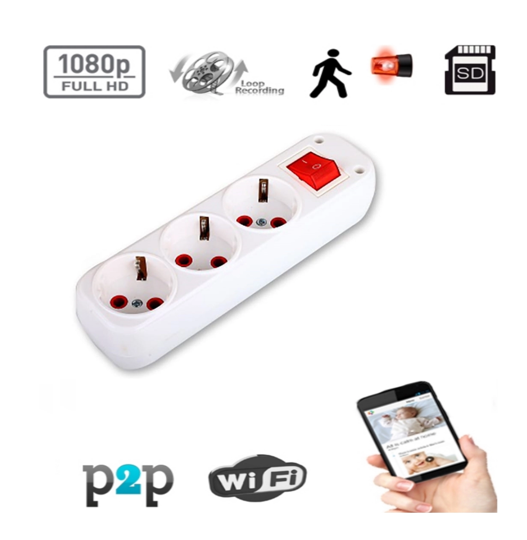 Kablosuz 3 lü Priz Wifi Gizli Kamera