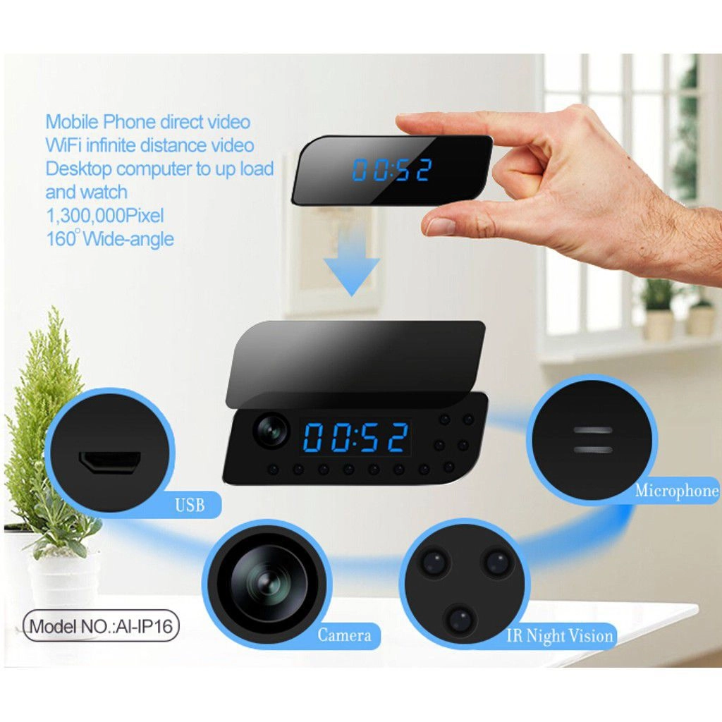 Wifi Gece Görüşlü Masa Saati Gizli Kamera